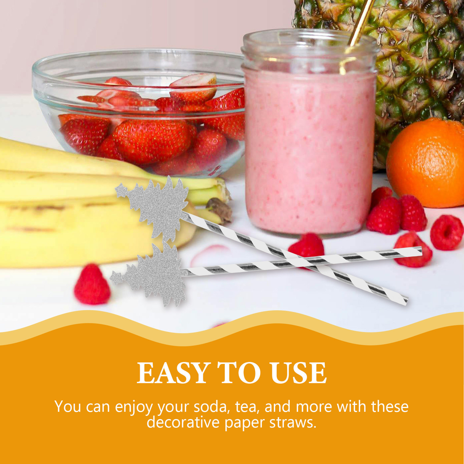 Paper Straw Color - 25本入りクリスマスツリー柄使い捨て紙ストロー、カラフルなストライプ柄、パーティー用品、ホリデーのお祝いに最適なドリンクストロー
