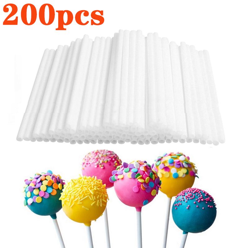 Cotton Candy Cone - 200 個プラスチックロリポップスティック安全な白 DIY キッチンベーキングアクセサリー金型ケーキチョコレートシュガーキャンディロリポップベーキングツール