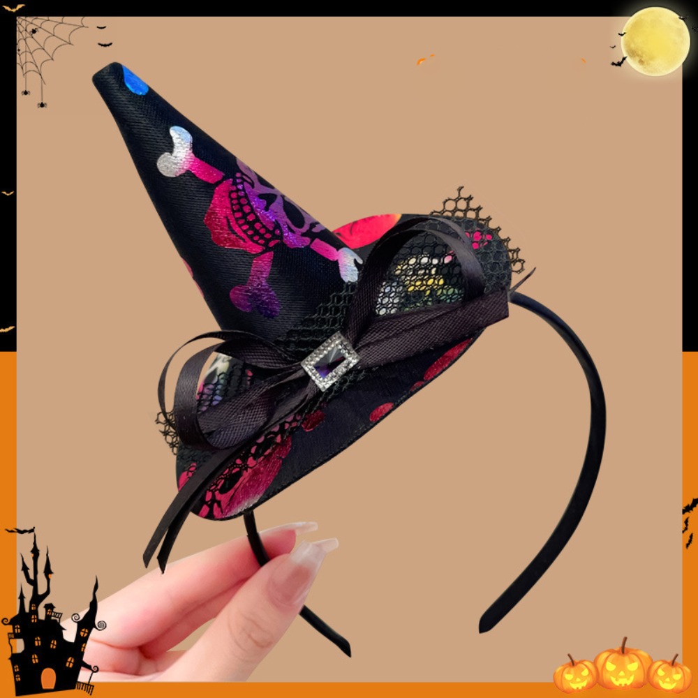 Party Hat Cone - かわいいスパイダーハロウィン魔女帽子ヘッドバンドゴーストスカルハロウィンパーティーヘアバンド漫画弓コーン帽子ヘアフープ男性