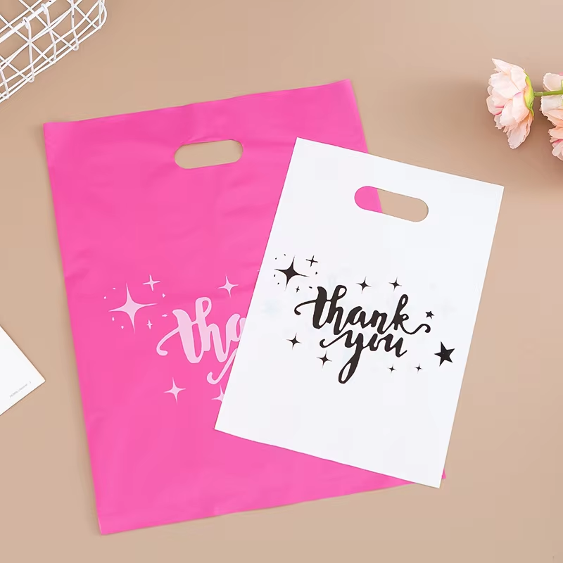 Event Party Shop - 100 個スタープリントありがとうギフトバッグ結婚式誕生日ゲストギフトラッププラスチックショップバッグ中小企業キャンディーストア包装