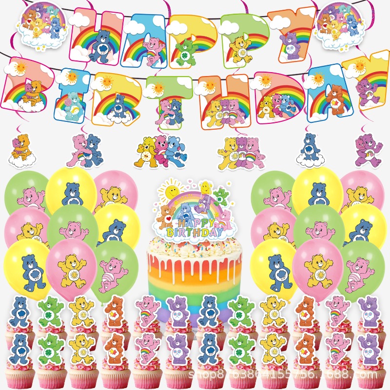 新しい可愛い漫画ケアベアのテーマ誕生日シーンデコレーション用 - Supply Event のレビューと価格