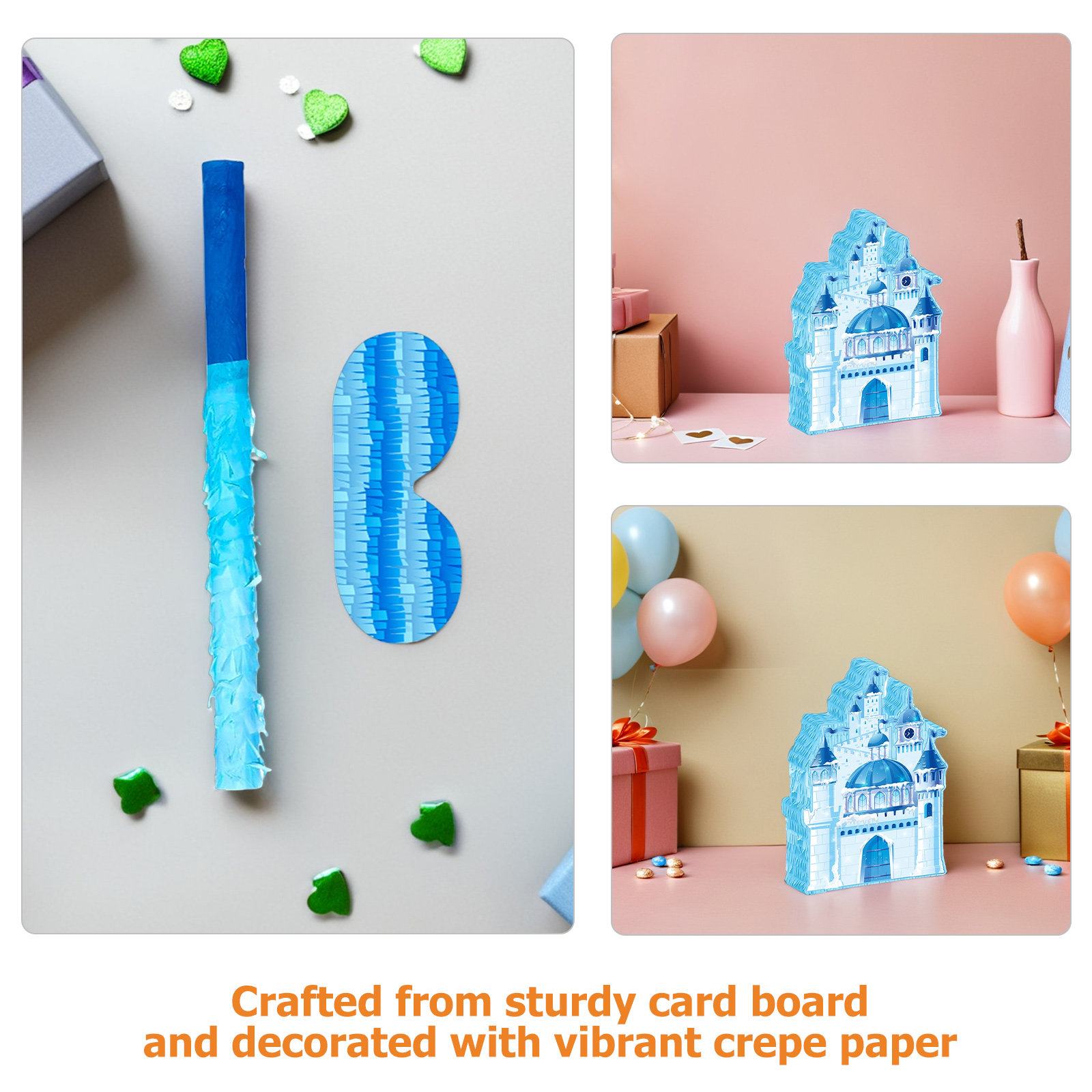 1個入り、丈夫な城の形をしたピニャータ。お菓子を入れて飾り付 - Centerpiece Stick のレビューと価格
