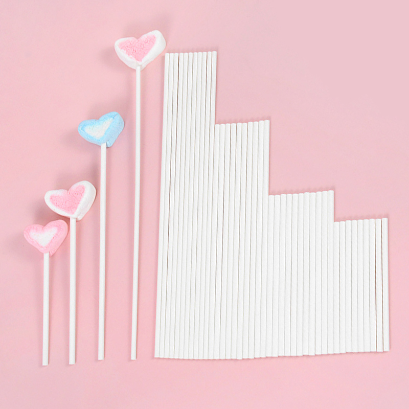 100 個ソリッドコアホワイトペーパーロリポップスティック  - Cotton Candy Cone のレビューと価格