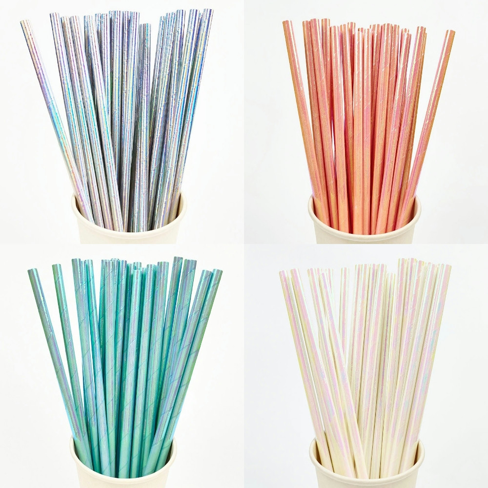 ピンクとゴールドの紙ストロー,25個,装飾用品,パーティー, - Paper Straw Color のレビューと価格