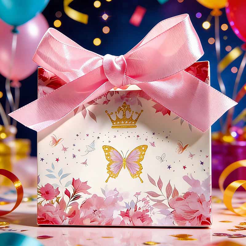 10/20 個蝶デザイン紙ギフト包装箱リボン付き子供の誕生日 - Event Party Box のレビューと価格