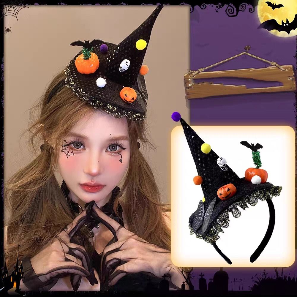 かわいいスパイダーハロウィン魔女帽子ヘッドバンドゴーストスカ - Party Hat Cone のレビューと価格