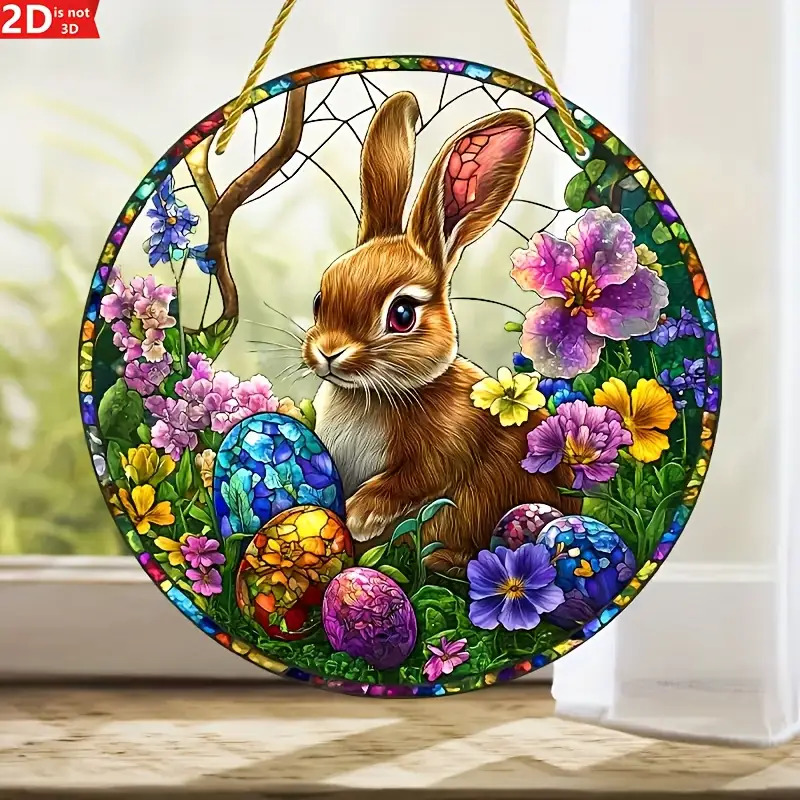 2 個イースターウサギステンドアクリルサンキャッチャー窓花ホ - Flower Wall Panel のレビューと価格