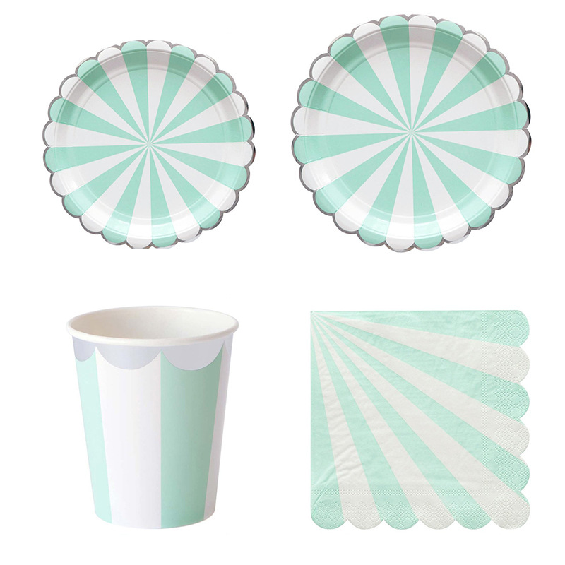 ピンクとブルーの使い捨てのピンクの縞模様の食器,ナプキン,カ - Paper Straw Color のレビューと価格